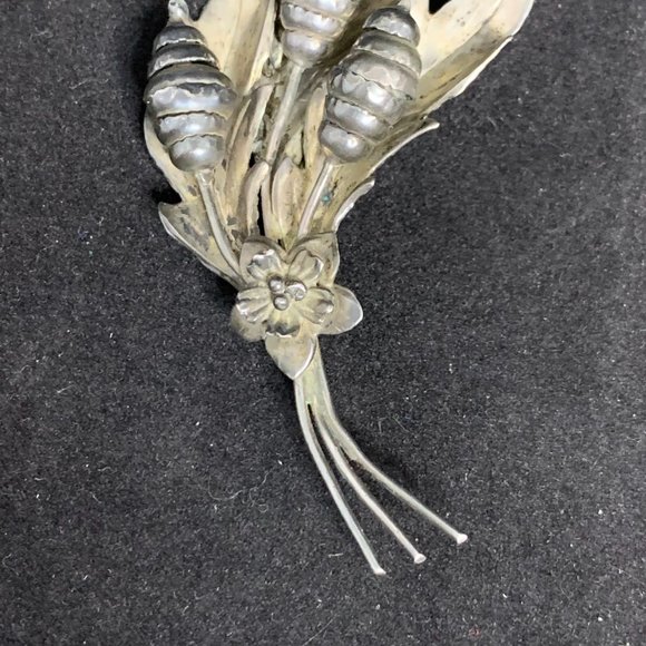 Vintage Coro Sterling Silver 3D Floral Brooch (2441) - Picture 2 of 6